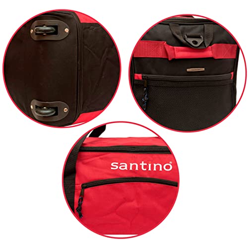 Mala Sacola de viagem Dobrável Grande com Rodinhas Santino Cor:Vermelha/Preta;tamanho:G