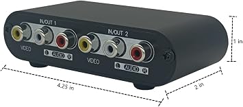 2-Way AV Switch RCA Switcher 2 in 1 Out Composite Video L/R Stereo Audio Selector Box for DVD STB Game Consoles -V21