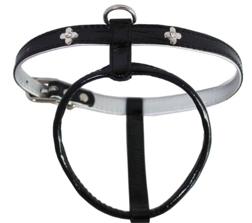 Black Faux Leather Studded Dog Harness Small For 12.5"-15.5" Chest #TOP4