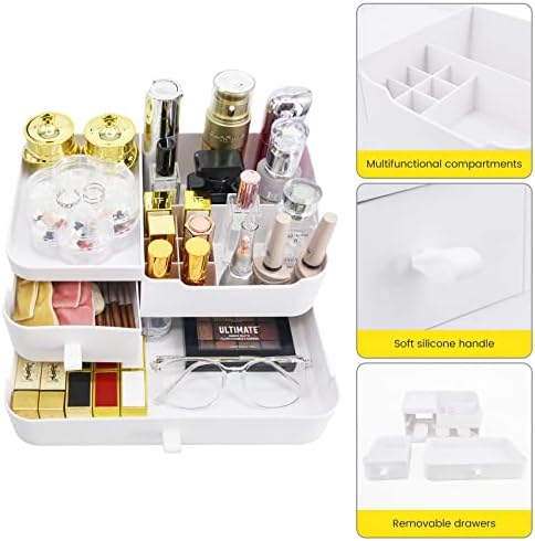 Macallen Makeup Organiser Make Up Storage, Cosmetic Organisers Make Up Storage Organizer Box - Cosmetic Storage Box Skincare Display Drawer Beauty Organizer for Bathroom Dresser Bedroom | White