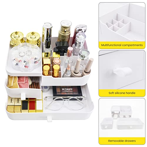 Macallen Makeup Organiser Make Up Storage, Cosmetic Organisers Make Up Storage Organizer Box - Cosmetic Storage Box Skincare Display Drawer Beauty Organizer | White - 2