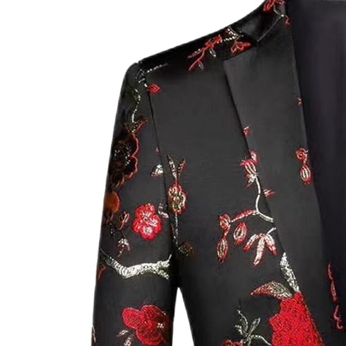 Mens 2 Piece Floral Dress Suit Regular Fit Tuxedo 1 Button Suits Dinner Party Tuxedo Jacket & Pants3