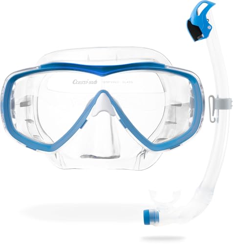 Set de Máscara y Tubo de Snorkel para Adultos Cressi - Máscara Mono-Lente Suave + Tubo de Snorkel Seal Dry - Hecho en Italia