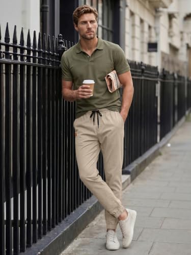 Image of JMIERR Mens Cotton Stretch Joggers Casual Twill Athletic Track Pants