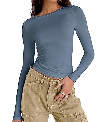 Image of Dwnval Womens Classic Short Sleeve Summer TOS Crew Neck Slim Fit Crop T Shirt