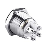 Larcele 16mm wodoodporny DIY okrągły przycisk push przycisk automatyczny powrót z 12V czerwony wskaźnik powłoki ze stali nierdzewnej JSANKG-28