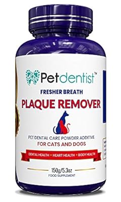 Petdentist- Premium Plaque Remover for Dogs and Cats Dental Care Powder, Promotes Dog Teeth Cleaning, Fresh Breath and Takes Tartar Plaque Off Dogs Easily, Best for Dog Bad Breath and Gums -150g