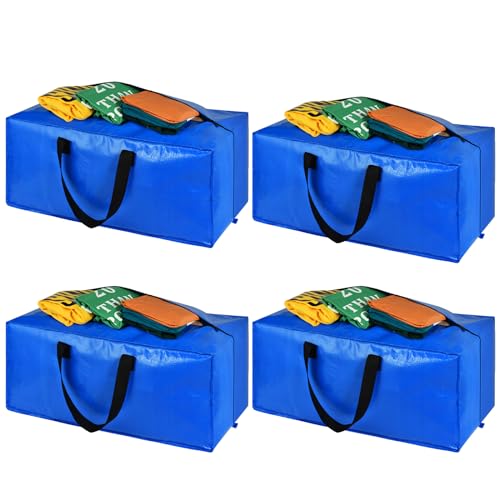 Heavy Duty Large Storage Bags, XL Blue Moving Bags for College Dorm Room Essentials, Moving Supplies Compatible with IKEA Frakta Cart, 4 Packs