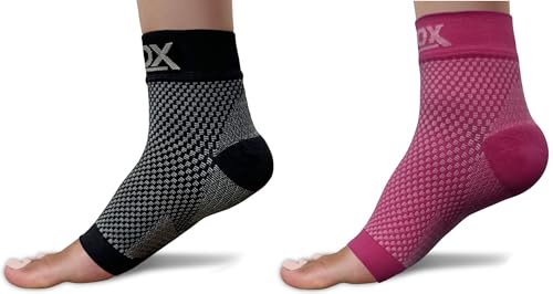 SB SOX - Plantar Fasciitis Compression Socks, Pairs of 2 (Black, Large + Pink, Large)