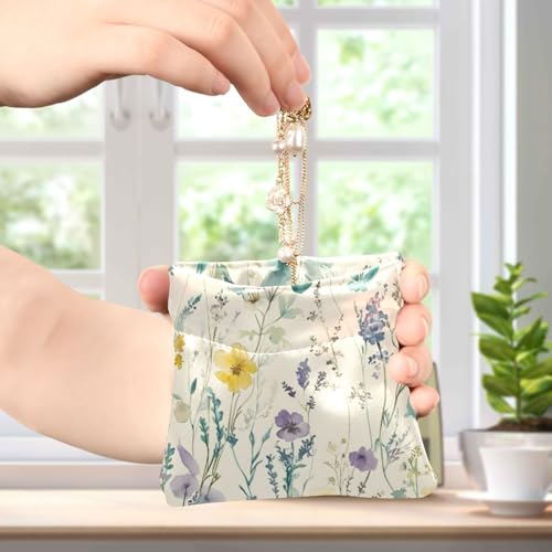 Watercolor Colorful Flower Pattern Squeeze Coin Purse, Leather Coin Purse, Mini Wallet, Compact and Portable, Unisex4