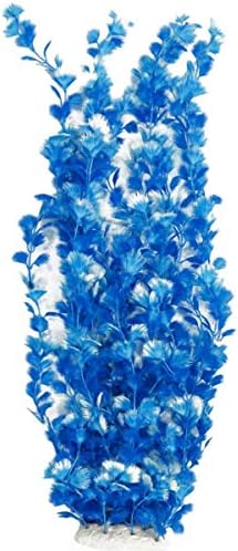Lantian Sky Blue Grass Cluster Aquarium Décor Plastic Plants Extra Large 23 Inches Tall ZL6510