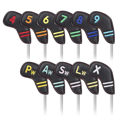 CHILDWEET Housses de Têtes de Clubs de Golf en PU 9 Pièces, Protection Facile à Reconnaître pour Fers, Sport de Golf – vue 9