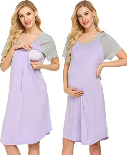 Ekouaer maternity dress 3 in 1 delivery/labor/nursing nightgown w…