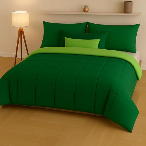 Masters House Biancheria per la Casa Trapunta Piumone Invernale, Matrimoniale Singola Piazza e Mezza, Colore Cipria (Verde Mela-Verde Bandiera, Piazza & Mezza)