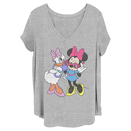 T-shirt Mickey Disney pour femme grande taille junior en tricot doux gris marbré