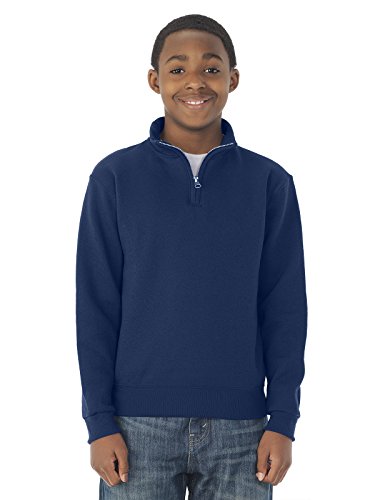 Jerzees boys 8 oz. 50/50 NuBlend Quarter-Zip Cadet Collar Sweatshirt(995Y)-J NAVY-XL