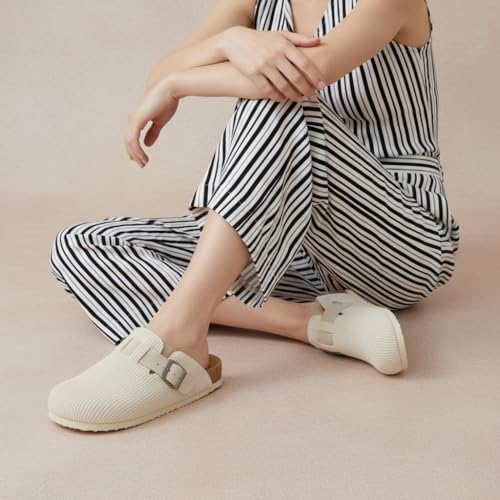 Image of CUSHIONAIRE Hana Womens Clogs | Comfortable Vegan Suede Clogs for Women | Slip On Potato Shoes with Cork Footbed & Arch Support | Memory Foam, Wide Widths Available