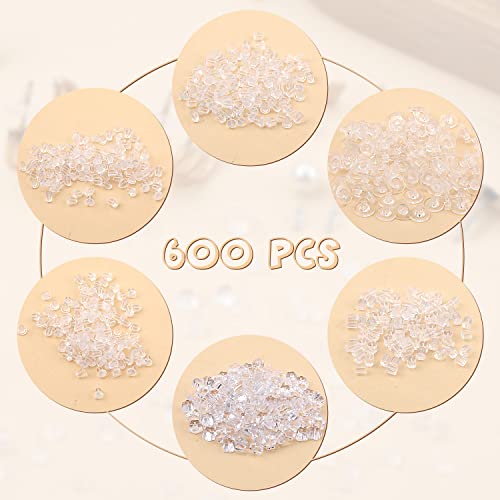 600 Pairs Ear Studs Backing Hypoallergenic Clear Silicone Earring Backs Safety Backs Stopper Kit(6 Styles) #TOP3