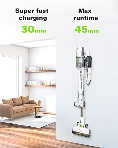 Greenworks 24V Deluxe Brushless (500W) Cordless Stick Vacuum, Ultra Lightweight, Led Lights, 4Ah Usb-C Battery And 30-Minute Super Charger Included (White) #TOP2