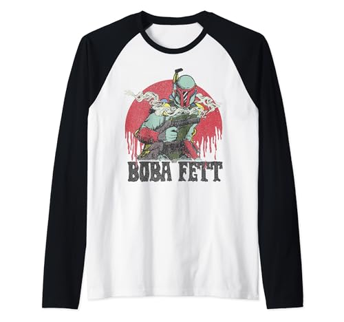 T-shirt raglan Star Wars Boba Fett imprimé rouge pour homme