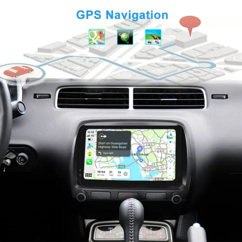 Abuwu Car Stereo System For Chevrolet Camaro 2010 2011 2012 2013 2014 2015, 9-Inch Android 10.0 Touchscreen Car Radio With Carplay Gps Navigation Bluetooth Wifi Fm 3G+32G #TOP3