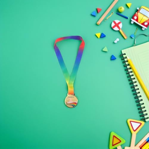 OATIPHO 2pcs Kids Swimming Awards Medals with Neck Ribbons Golden Zinc Alloy Medals for Team Sports — view 6