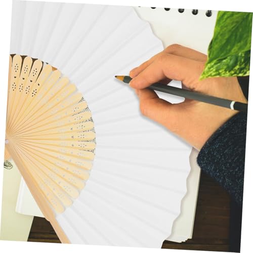 Éventails pliables blancs lot de 15 papier ventilateurs portables pour bricolage - 6