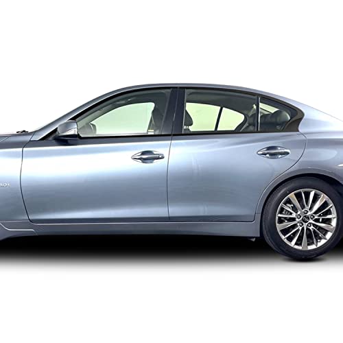 Window Trim Chrome Delete Blackout Precut Vinyl Wrap Overlay Kit Compatible with and Fits Infiniti Q50 2016 2017 2018 2019 2020 - Metallic Matte Chrome Black