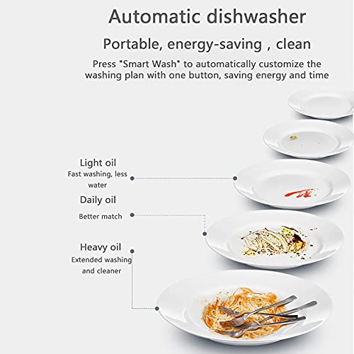 1200W Tafelblad Vaatwasser Vrijstaande Draagbare Mini-Vaatwasser Met 6 Plaatsinstellingen 75 ℃ Hoge Temperatuur LED-Display 5 Wasfuncties Energie-Efficiënt,Wit - Afbeelding 7