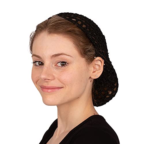 12 Pack Mesh Hair Nets - Rayon Knit Snoods - Short Hair Dark Colored Snoods - Crochet Net Cap - Net Hair Covers - By Coveryourhair - Thumbnail 3