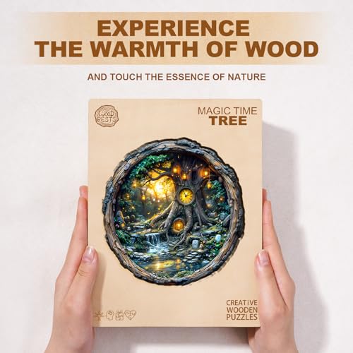 KaayeeWood Holzpuzzle Erwachsene,Magischer Zeitbaum Holzpuzzle,Einzigartige Wooden Puzzle Mit Geschenkbox,Geschenke für Kinder und Erwachsene(34 * 34cm-270 Stück)