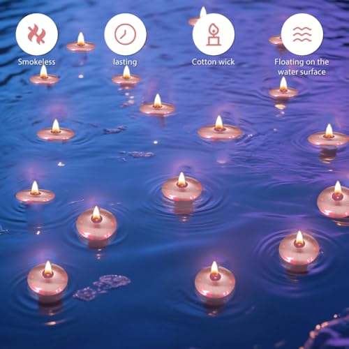 20 Stück Schwimmkerzen Metallkerzen Roségold, Unparfümierte Schwimmkerzen Metallic 37mm Dekorative Schwimmende Kerzen für Hochzeit Pool Partys SPA Badewannen Valentinstag Weihnachten Deko