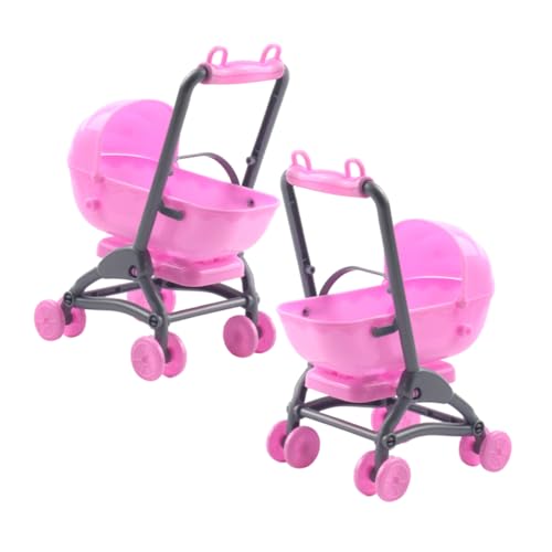 VICASKY 2 Piezas Accesorios para Juguetes Juguete Carro Bebe Juguete de Cochecito de bebé muñeca bebé Coche de Juguete Carrito de muñecas para niña de 5 años el plastico Rosa