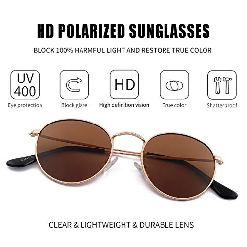 Image of Kursan Small Round Metal Polarized Sunglasses for Men Women Mirrored Lens Classic Circle Sun Glasses