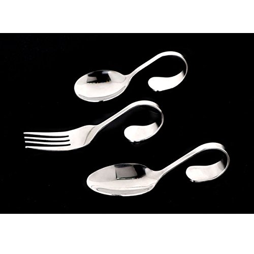 Flatware Set Stainless Steel Curved Handle Art Fork Salad Round Spoon Tip Spoon Soup Spoon