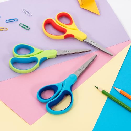 image for LIVINGO Student Scissors for School: 7 Inch 3 Pack Sharp Pointed Tip T