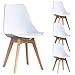 N A to MUEBLES HOME krzesła do jadalni zestaw 4 tulipanów nowoczesne zmontowane krzesła kuchenne muszla krzesło wypoczynkowe z drewnianymi nóżkami i oparciem miękka poduszka do jadalni, sypialni, salonu krzesła boczne, białe