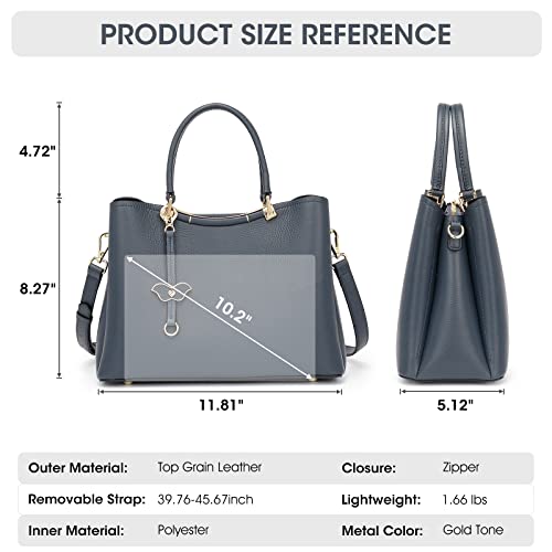 Kattee Women Soft Genuine Leather Satchel Bags Top Handle Crossbody Purses And Handbags (Blue) #TOP2