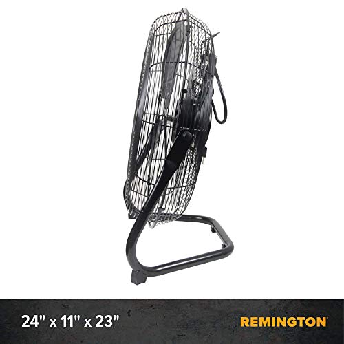 Remington 20" Industrial High Velocity Floor Fan With 3 Speed Settings And Pivoting Head. Use For Shop, Garage Or Warehouse. All Metal Construction (20Rem-F) #TOP1