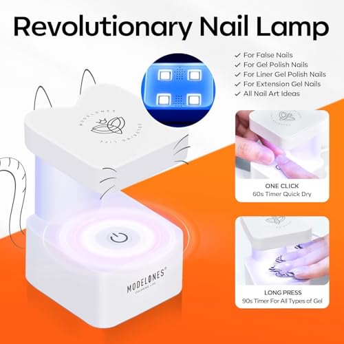 Image of modelones X Nail Gel Kit Almond, Upgrade 15Sizes Fake Nails, 9-in-One Glue Dehydrator & Mini U V Light Clipper, 510Pcs Medium Almond Press on Tips for Extension DIY Salon Home Gift