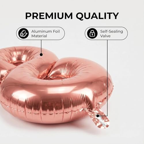 Image of Number 10 Balloon Foil Mylar Balloons for Birthday Party Decoration (Rose Gold, 16 Inch)