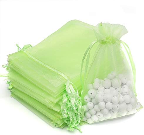Akstore 50Pcs 3.15"x4"(8x10cm) Sheer Drawstring Organza Jewelry Pouches Wedding Party Christmas Favor Gift…