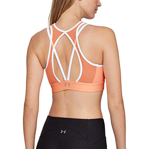 Under Armour Women's 9.1 Sport bralette, Peach Horizon (906)/Metallic Silver, X-Small