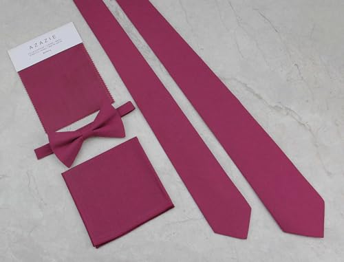 Image of Mens Linen Tie Set - Solid Necktie with Pocket Square