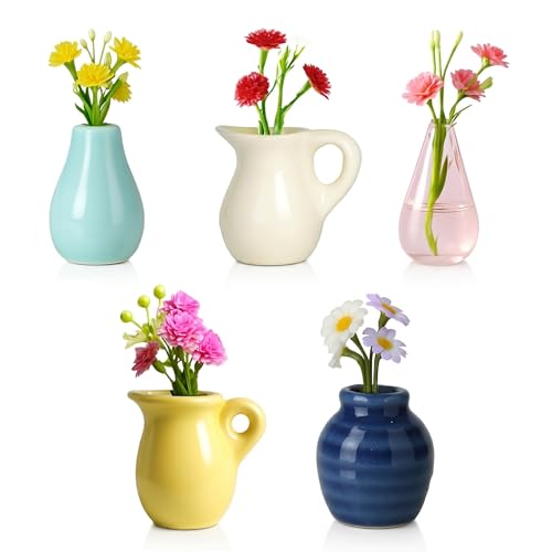 Mini jarrones magnéticos de cerámica para plantas pequeñas e imanes de florero decorativos 2