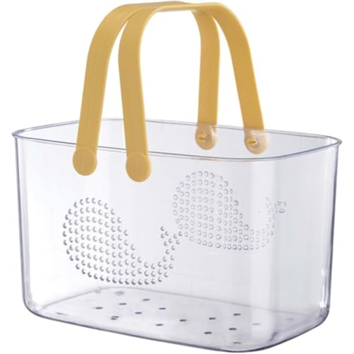 Wyazziv お風呂 カゴ バスケット おしゃれ 持ち運び バスバスケット 浴室用 シャンプーバスケット 透明 手提げ お風呂収納バスケット 銭湯 カゴ 温泉ポーチ スパバッグ 化粧品入れ バスルーム 多機能 水切り 小物収納 買い物かご 省スペース 持