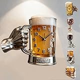 Personalized Beer Wall Clock for Bedroom Living Room Kitchen Custom Acrylic Wine Theme Creative Clock Whiskey Wine Wall Art Sign Plaque Home Decoration Gift for Beer Lover Dad Husband Men Grandpa - Image 1