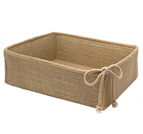 CB Accessories Decorative Basket Rectangular Burlap Fabric Storage Bin Collapsible Organizer for Home Decor and Gifts Large 14 x 975 x 4 inches