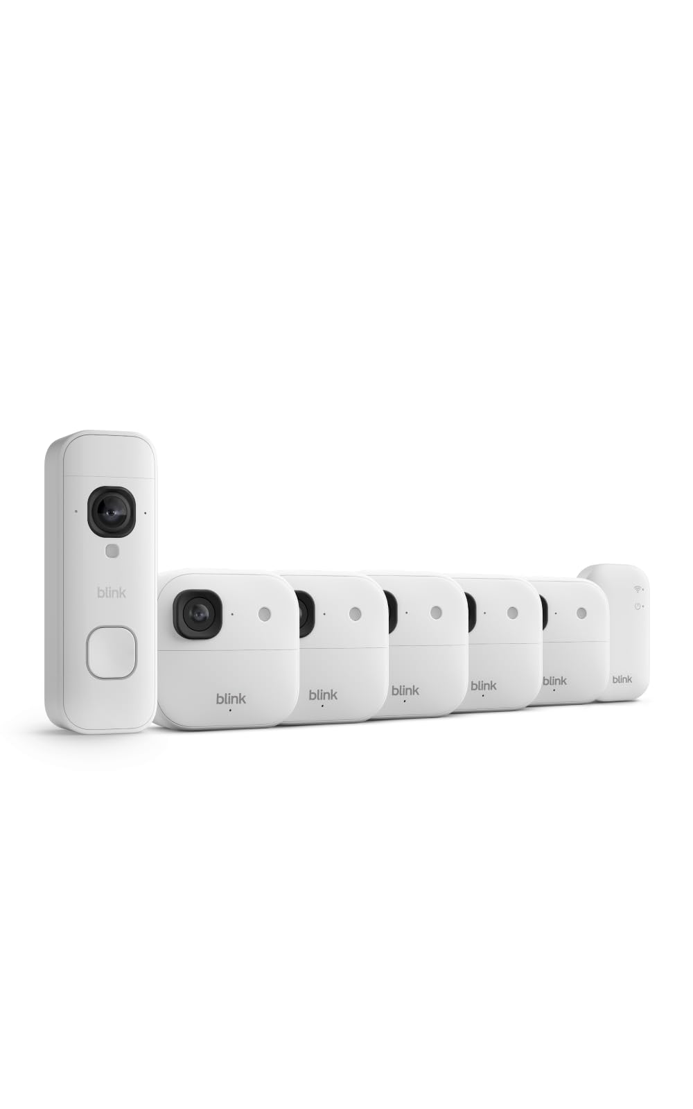 Blink Battery Doorbell 2K+ (newest model) and Outdoor 2K+ (newest model) — Wireless smart security, 2K video, enhanced audio. Sync Module Core included - 5 Cameras + Battery Doorbell 2K+ (White)
