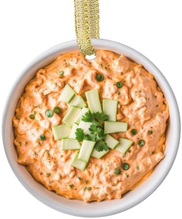 Custom Personalized Christmas Ornament Buffalo Chicken Dip Bowl Novelty Foodie Cute Holiday Culinary Food Themed Xmas Ornaments Gifts (Flat Design - NOT 3D) image 4